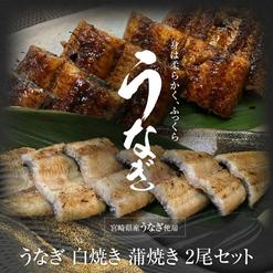 宮崎県産うなぎ　蒲焼き 白焼き 2尾セット（タレ付き）