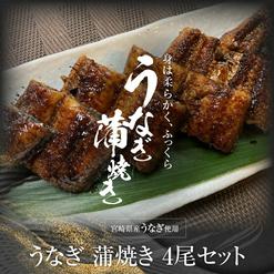 宮崎県産うなぎ　蒲焼き 4尾セット (タレ付き)